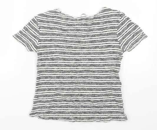 Zara Womens Grey Striped  Basic T-Shirt Size S