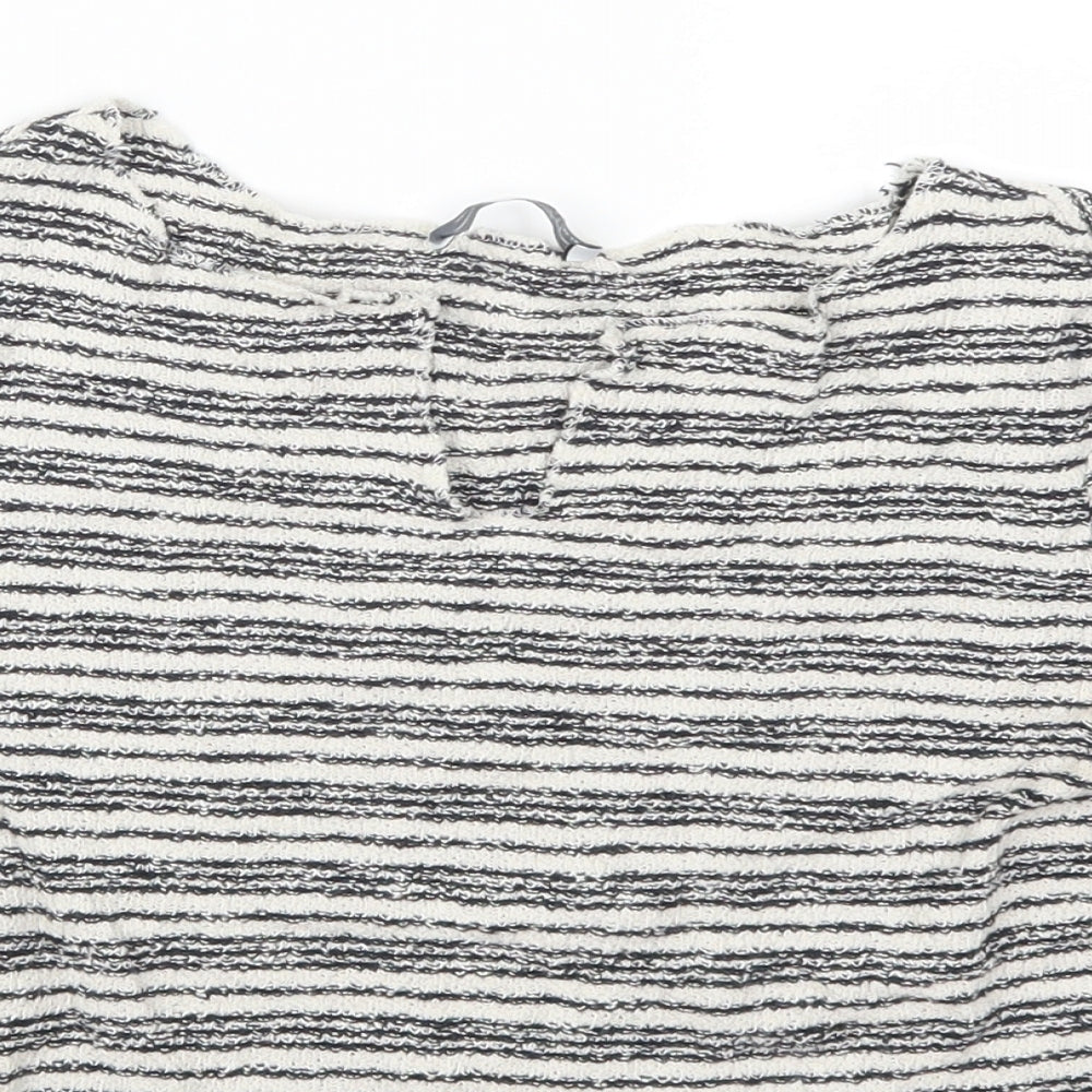 Zara Womens Grey Striped  Basic T-Shirt Size S