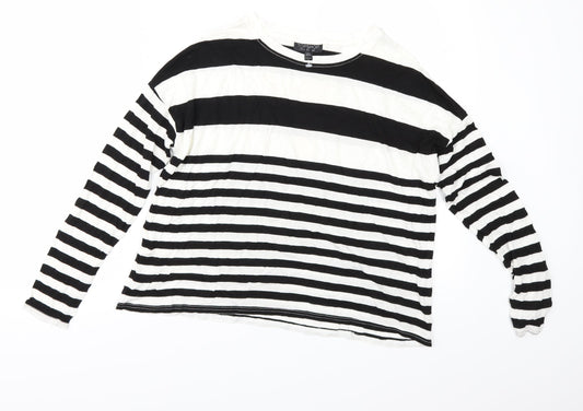 Topshop Womens White Striped  Basic T-Shirt Size 6