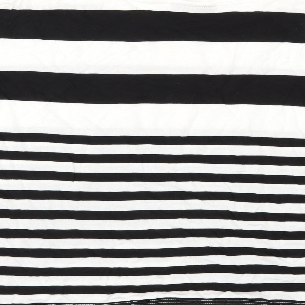Topshop Womens White Striped  Basic T-Shirt Size 6