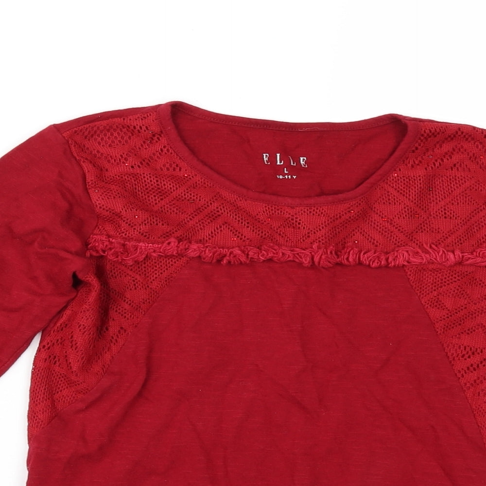 Ellie Girls Red   Basic T-Shirt Size 10-11 Years