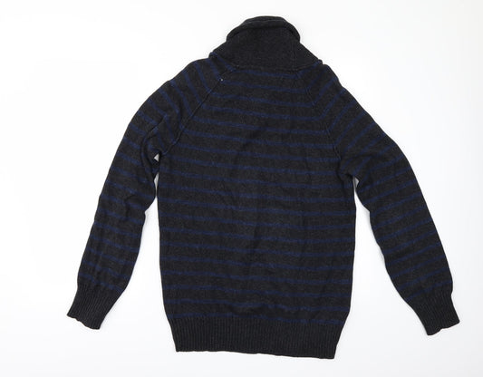 H&M Mens Grey Striped  Pullover Jumper Size M