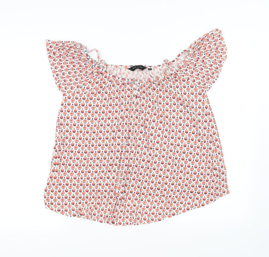 New Look Womens White Floral  Basic Blouse Size 6