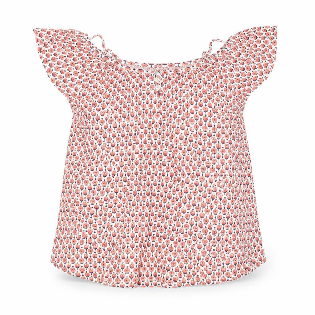 Front view of New Look women’s white floral basic blouse, size UK 6