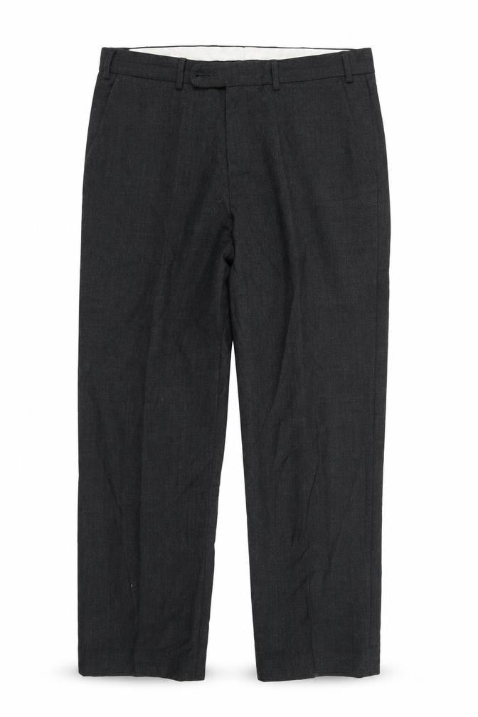 Front view of Skopes men’s green trousers, size 34, in, 30-inch leg