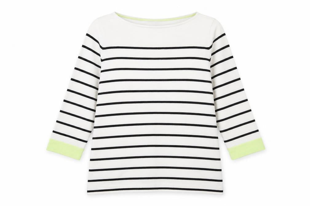 Front view of Street One women’s white striped jumper, size UK 12