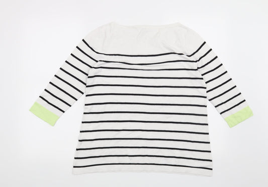 Street One Womens White Striped  Pullover Jumper Size 12