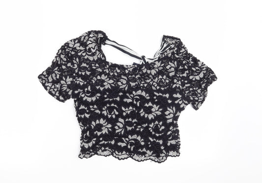 Preworn Womens Blue Floral  Basic Blouse Size S