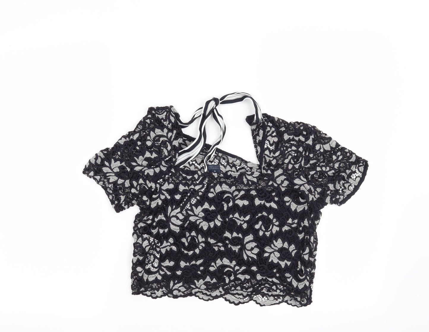 Preworn Womens Blue Floral  Basic Blouse Size S