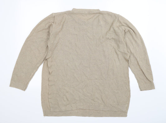 Boohoo Womens Beige  Knit Pullover Jumper Size L