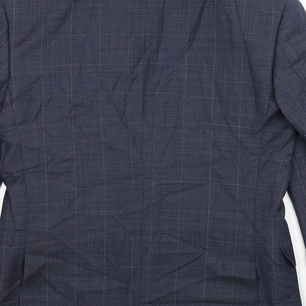 Marks and Spencer Mens Blue Check  Jacket Suit Jacket Size 36