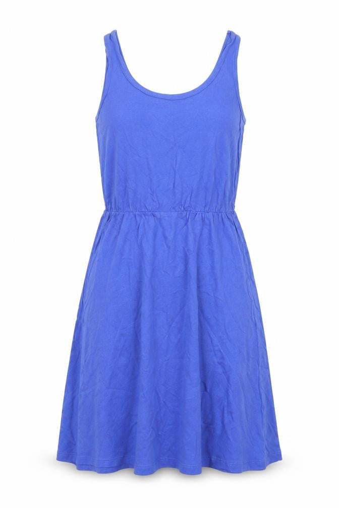 Front view of Easy women’s blue a-line, size UK 10