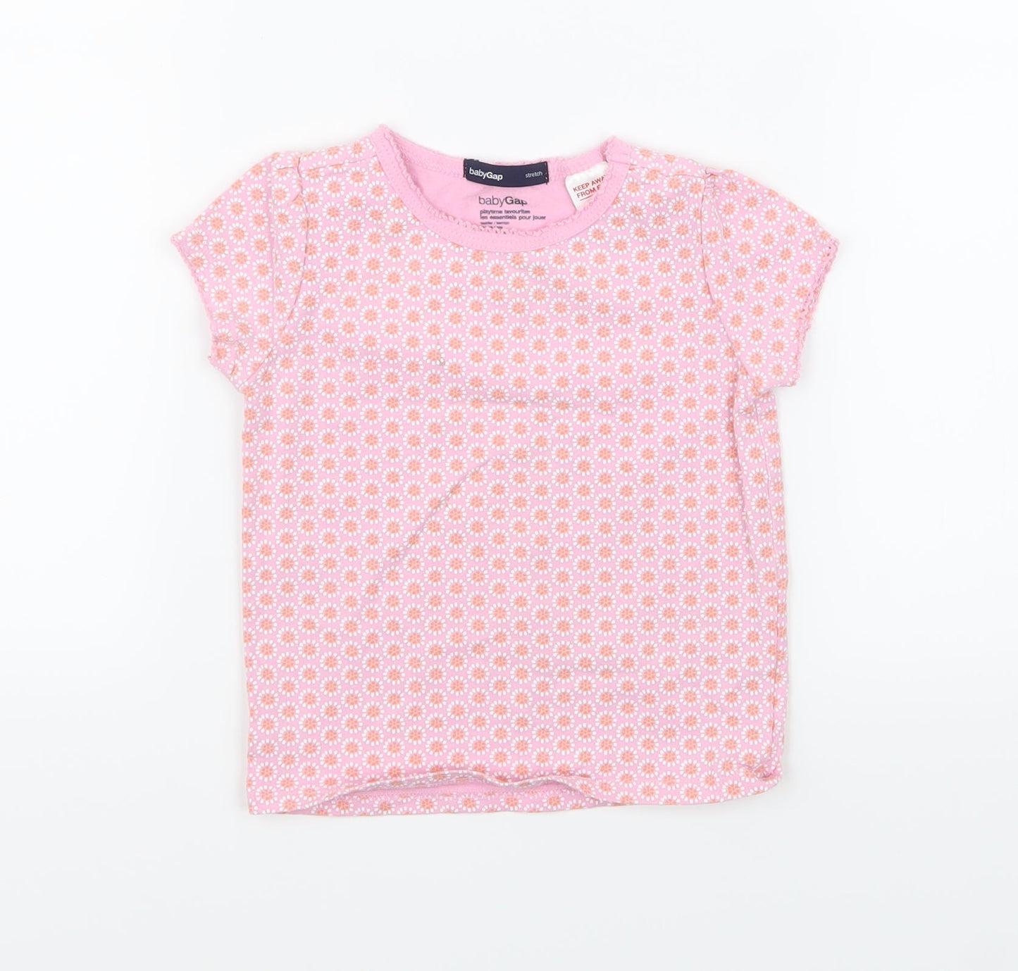 Gap Girls Pink Floral  Basic T-Shirt Size 2 Years