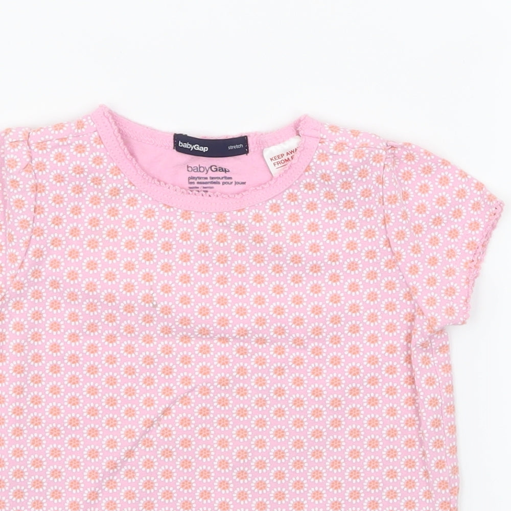 Gap Girls Pink Floral  Basic T-Shirt Size 2 Years