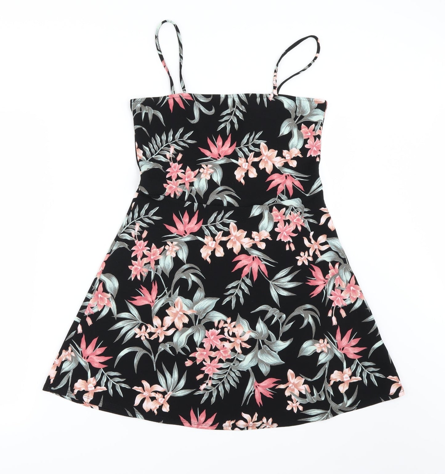 H&M Womens Black Floral  Basic Blouse Size 12
