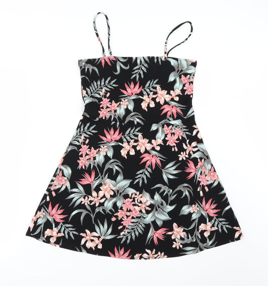 H&M Womens Black Floral  Basic Blouse Size 12