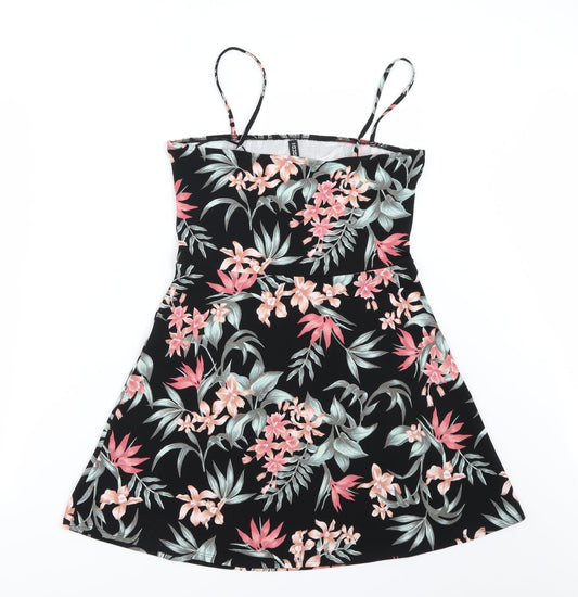 H&M Womens Black Floral  Basic Blouse Size 12