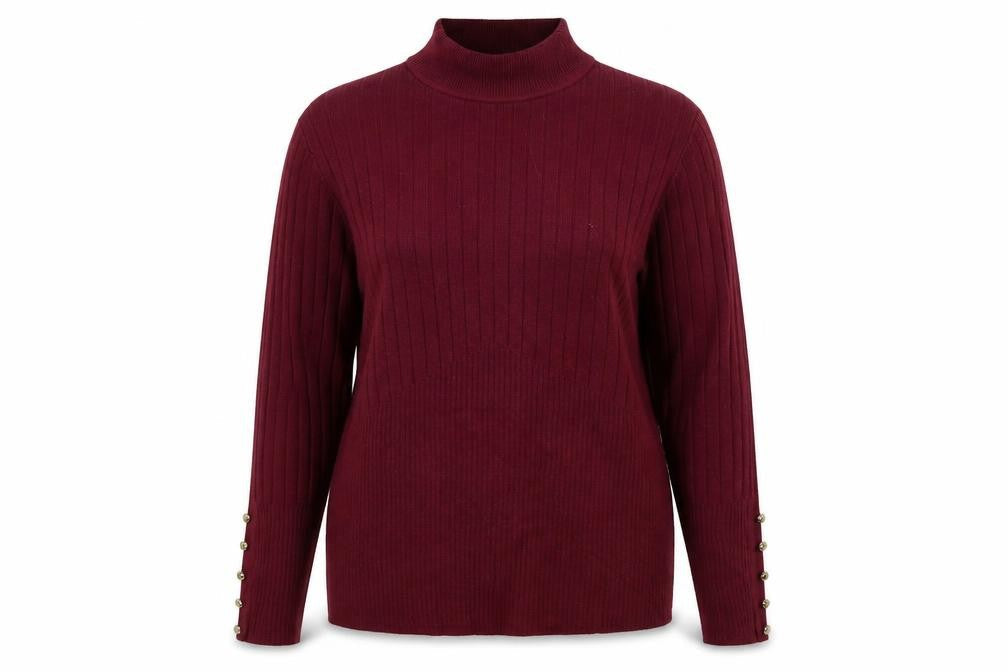 Front view of Per Una women’s purple striped jumper, size UK 16
