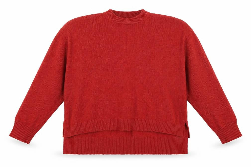 Front view of Marks & Spencer women’s red knit jumper, size XL