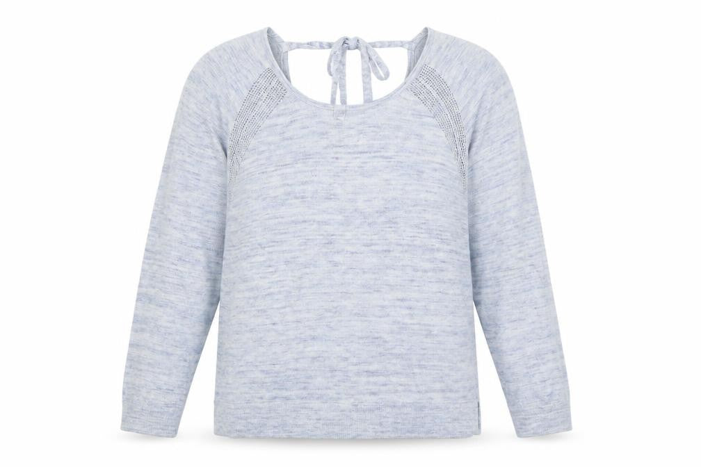 Front view of Indigo women’s blue knit jumper, size UK 12