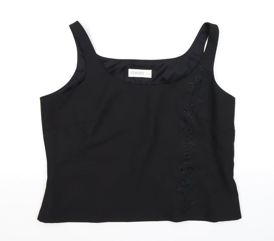 Condici Womens Black Floral  Cropped Tank Size 16
