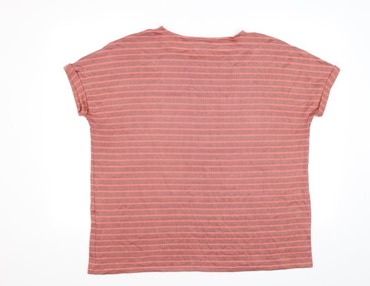 Vera Moda Womens Brown Striped Knit Basic T-Shirt Size XL