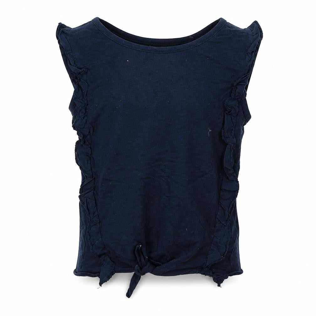 Front view of Next girls’ blue tunic tank, size 7, years