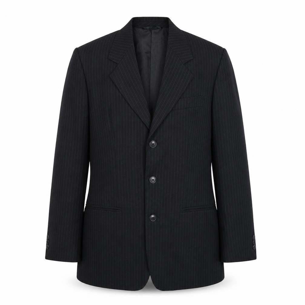 Front view of James men’s black striped jacket suit jacket, size 38