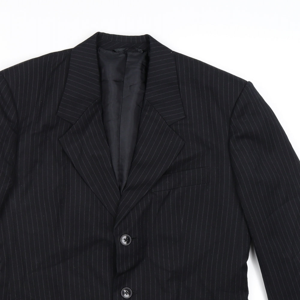 James Mens Black Striped  Jacket Suit Jacket Size 38