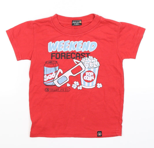 Hhead Jns Boys Red   Basic T-Shirt Size 3-4 Years  - weekend popcorn