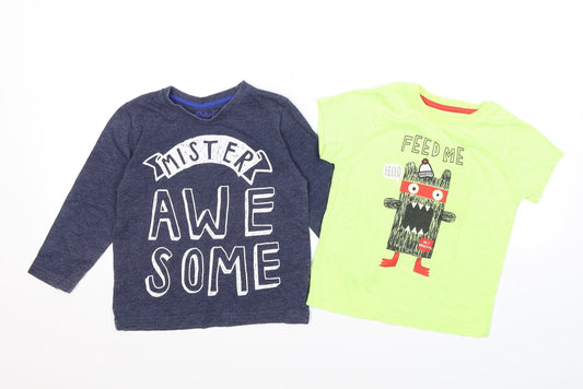 Rebel Boys Multicoloured  Jersey Basic T-Shirt Size 2-3 Years  - x 2
