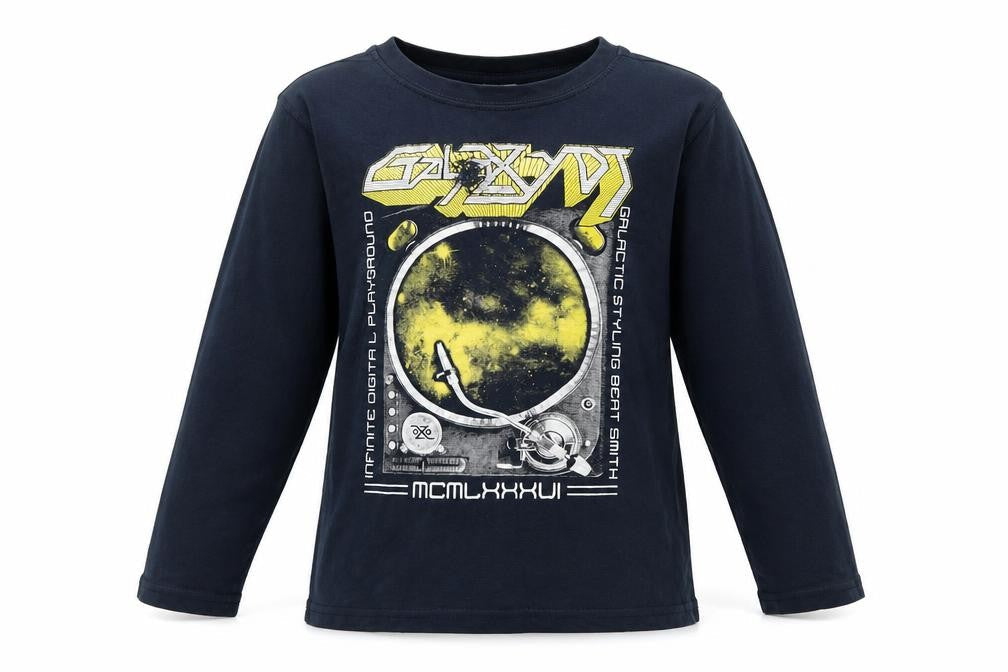 Front view of Urban Supply boys’ blue basic t-shirt, size 8, years