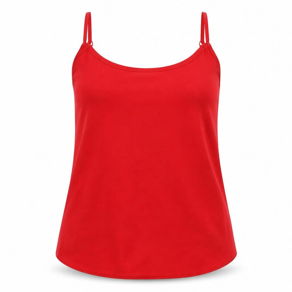 Front view of Dorothy Perkins women’s red basic t-shirt, size UK 12