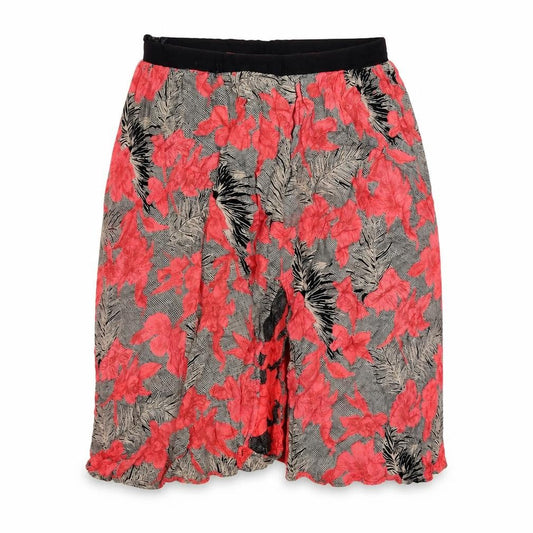 Front view of Topshop women’s pink floral paperbag shorts, size UK 10