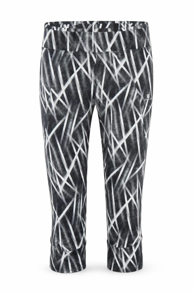 Front view of Decathlon women’s multicoloured geometric sweatpants, size UK 8, 20-inch leg
