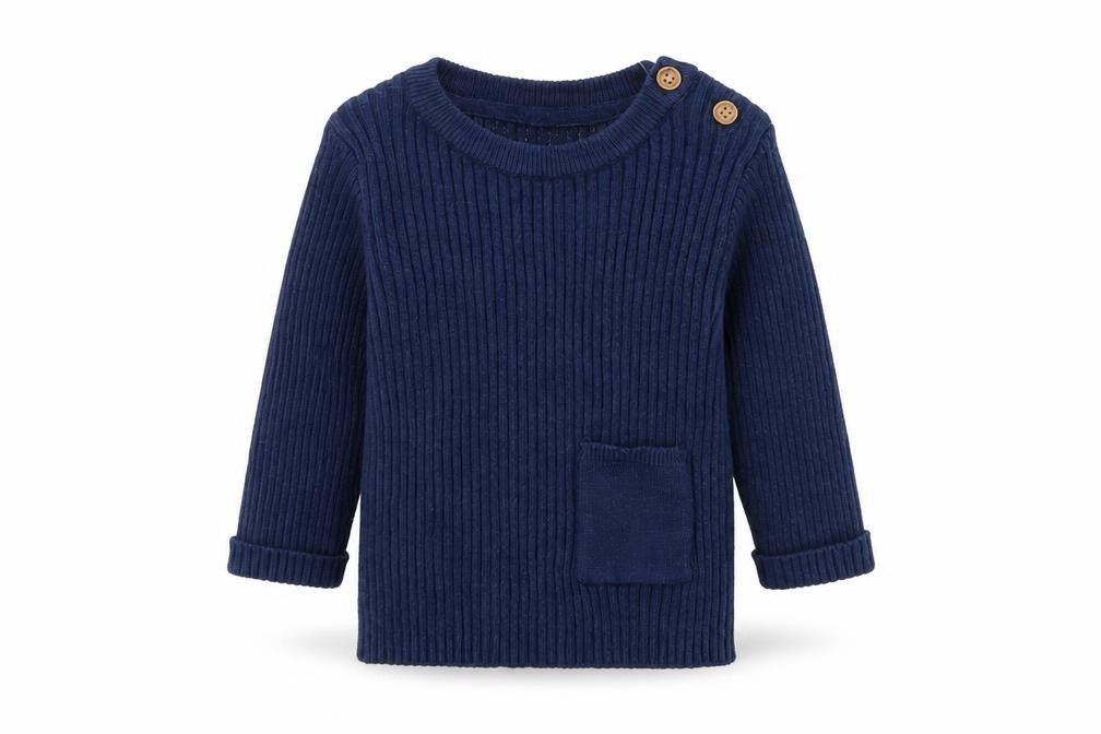 Front view of Marks & Spencer girls’ blue basic t-shirt, size 0-3, months