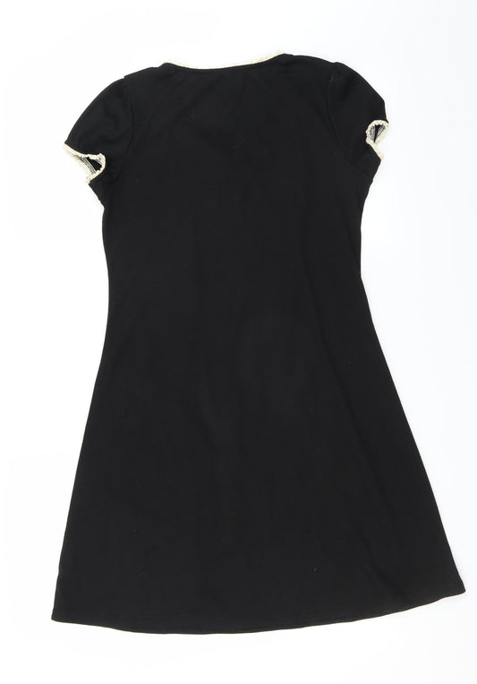 Stella Womens Black Floral  T-Shirt Dress  Size M