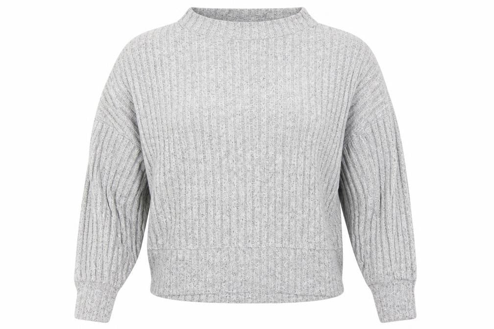 Front view of Marks & Spencer women’s grey jumper, size UK 14