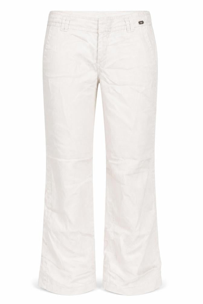 Front view of RESERVED women’s beige trousers, size UK 36, 31-inch leg