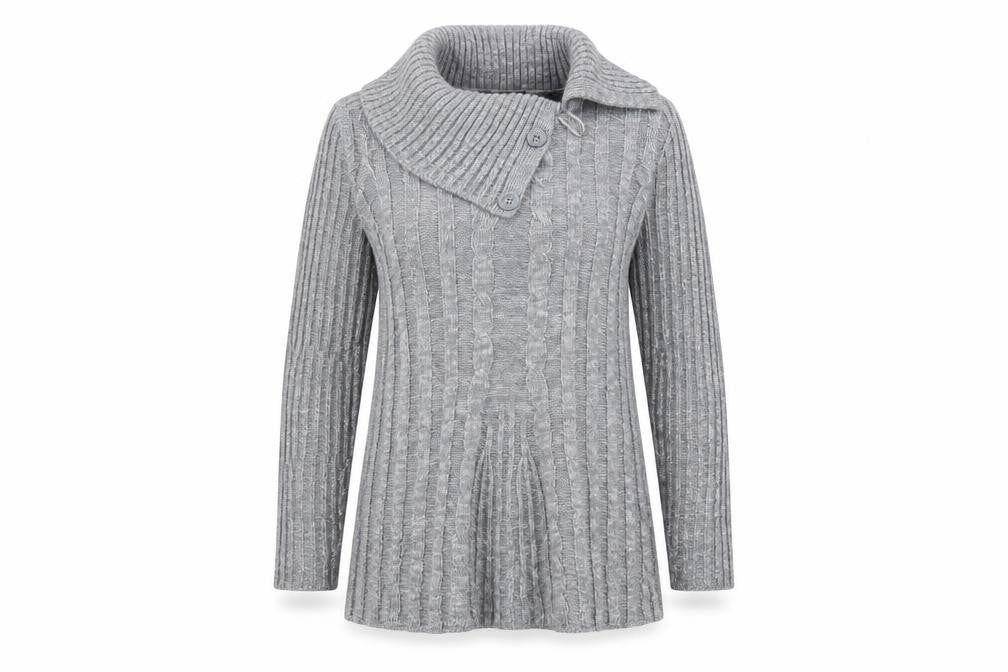 Front view of Bonmarché women’s grey knit jumper, size S