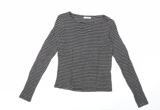 Zara Womens Black Striped  Basic T-Shirt Size S