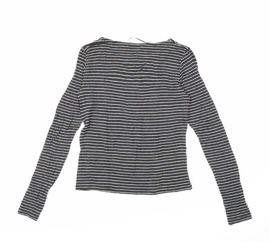 Zara Womens Black Striped  Basic T-Shirt Size S