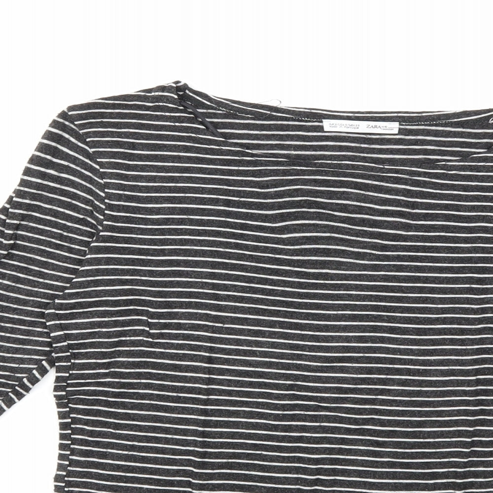 Zara Womens Black Striped  Basic T-Shirt Size S