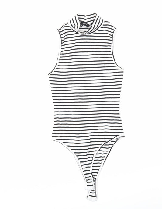New Look Womens White Striped  Basic Tank Size 10