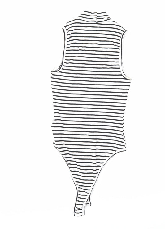 New Look Womens White Striped  Basic Tank Size 10