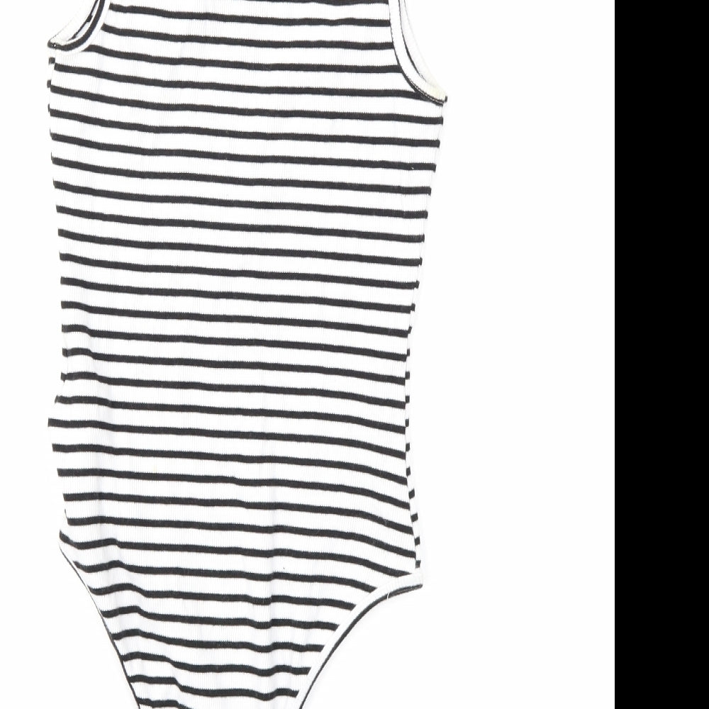 New Look Womens White Striped  Basic Tank Size 10