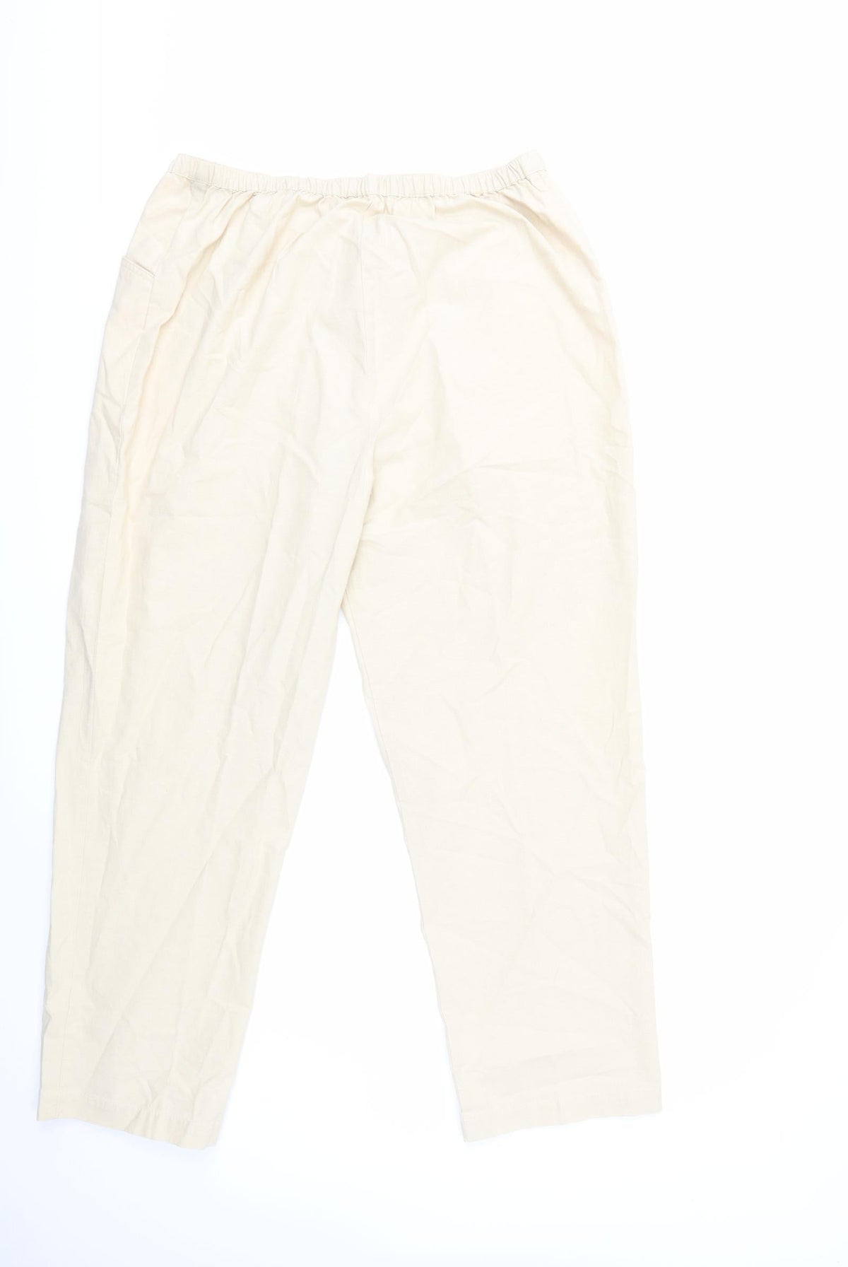 Back view of EWM women’s beige trousers, size UK 18, 29-inch leg