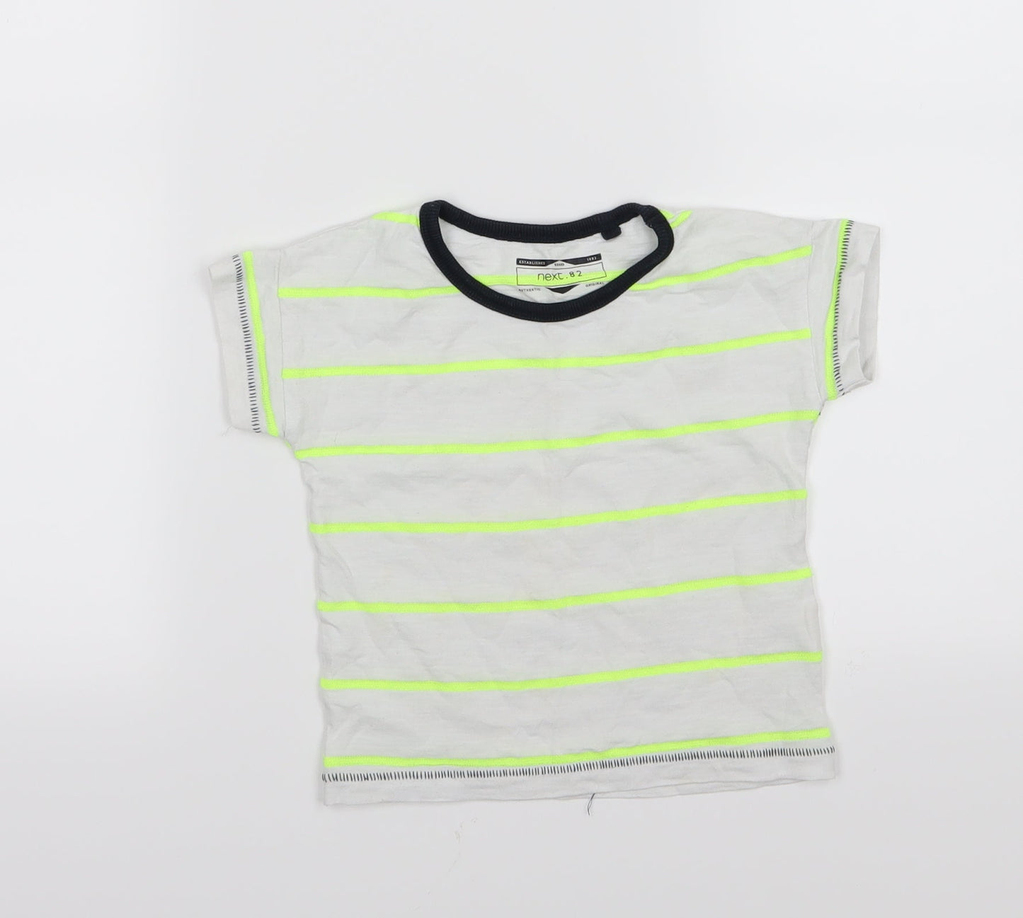 NEXT Boys White Striped Jersey Basic T-Shirt Size 12-18 Months