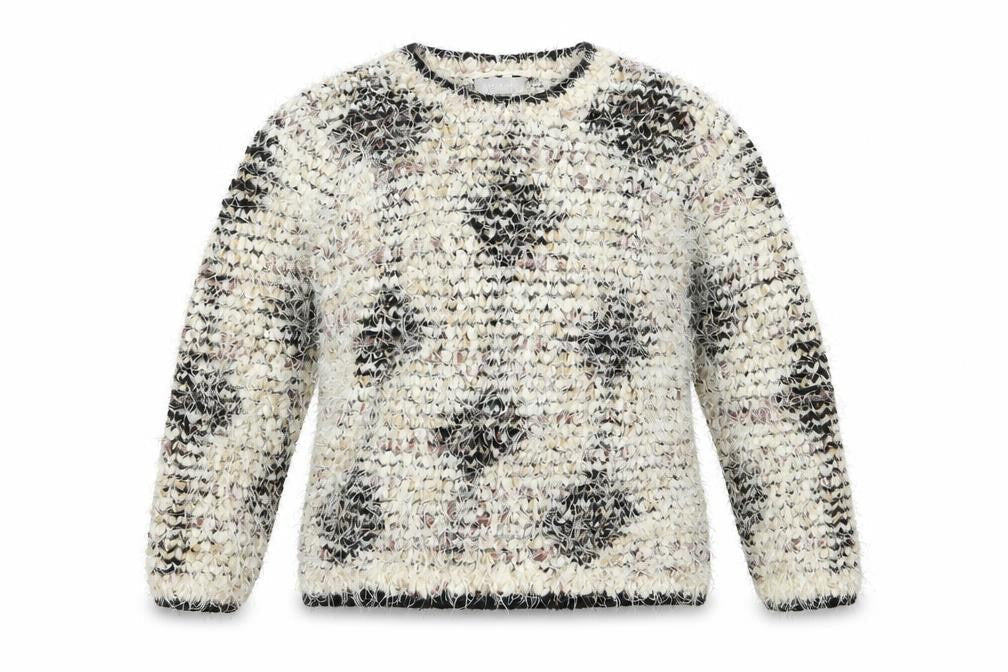 Front view of Matalan girls’ beige argyle/diamond knit jumper, size 8-9, years