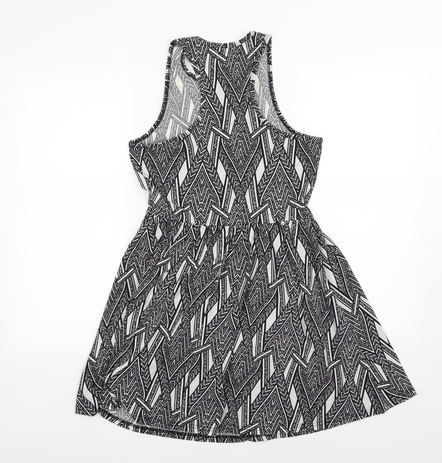 River Island Womens Grey Striped Jersey Skater Dress  Size 10
